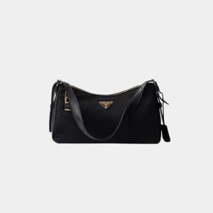 Aimee Large Re-Nylon And Leather Shoulder Bag With Padlock