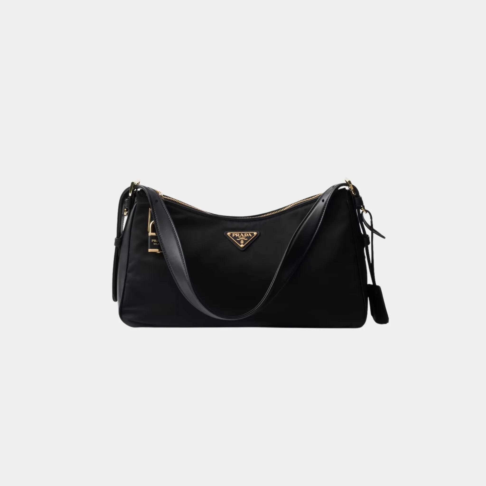 Aimee Large Re-Nylon And Leather Shoulder Bag With Padlock