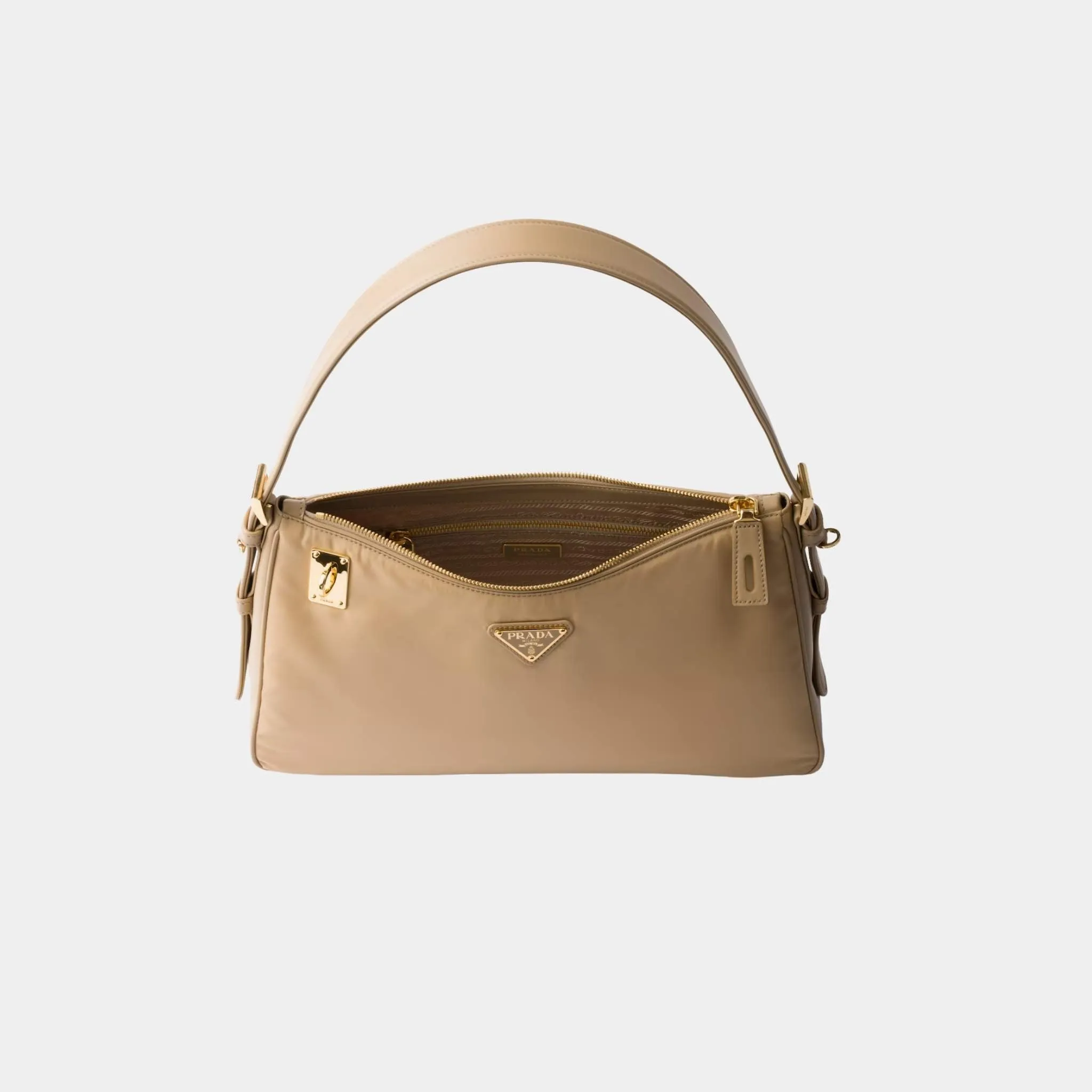 Aimee Large Re-Nylon And Leather Shoulder Bag With Padlock