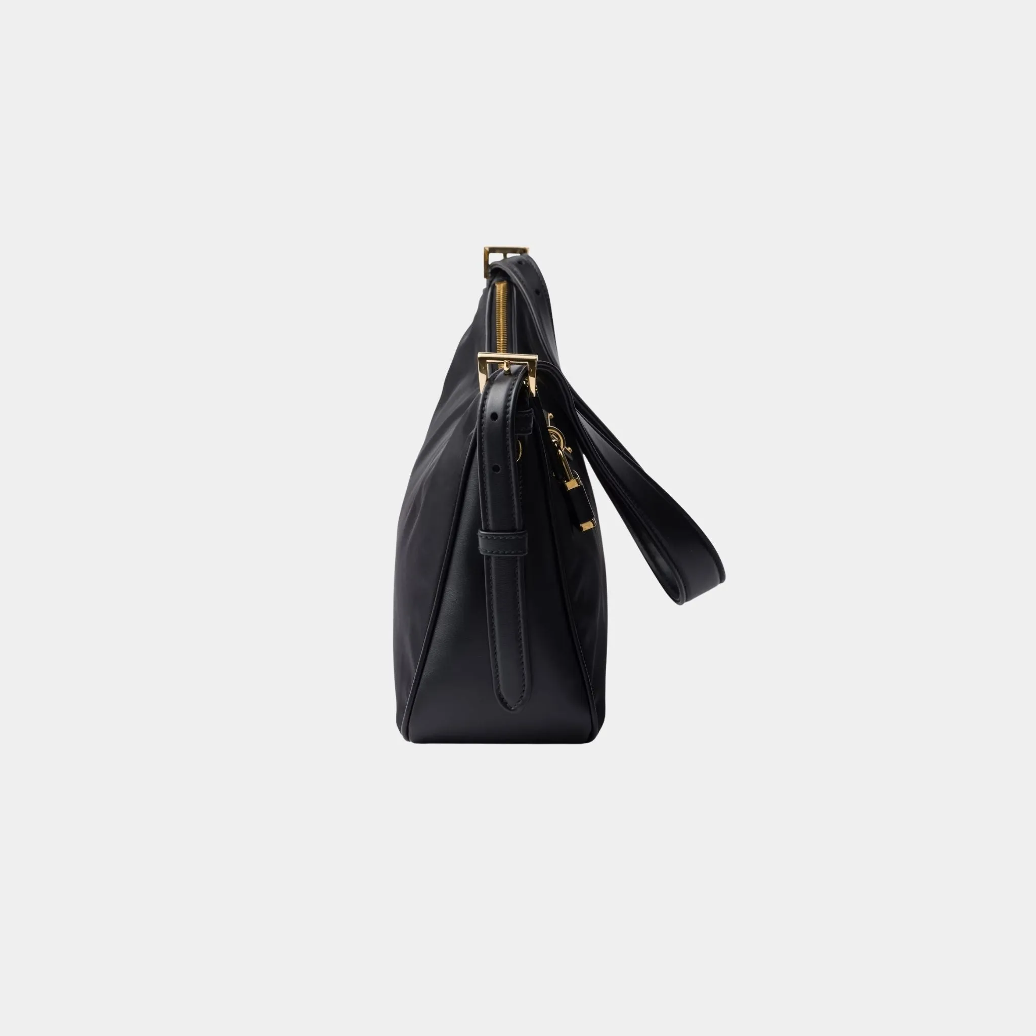 Aimee Large Re-Nylon And Leather Shoulder Bag With Padlock