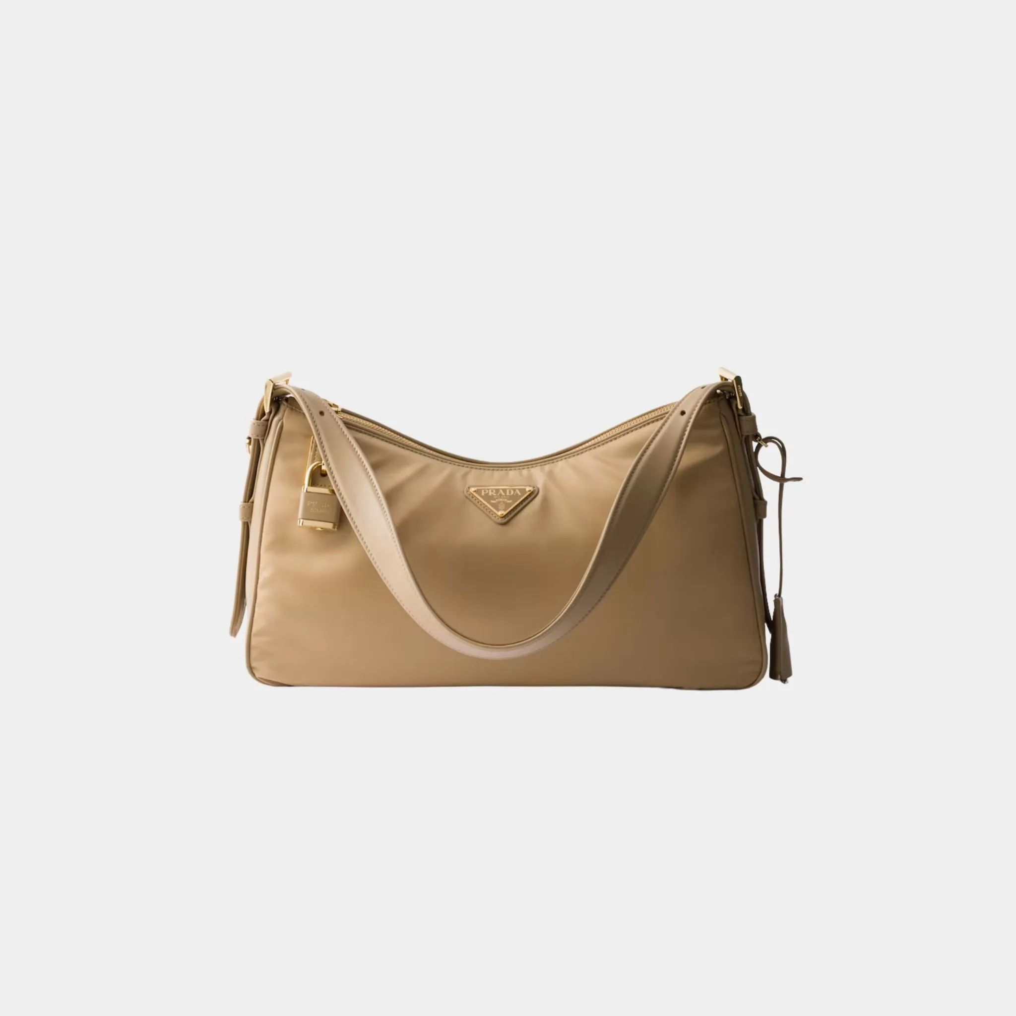 Aimee Large Re-Nylon And Leather Shoulder Bag With Padlock
