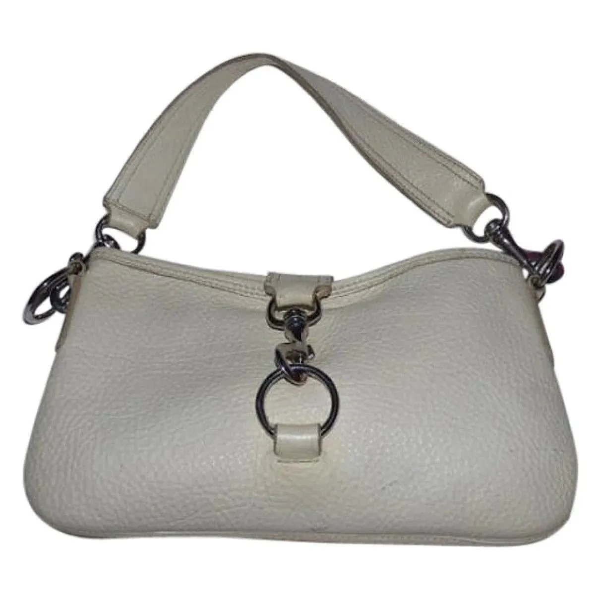 AMAZING, Miu Miu by Prada, White, Grained Leather, Top Latch, Chrome Accents, Small Shoulder Purse or Clutch