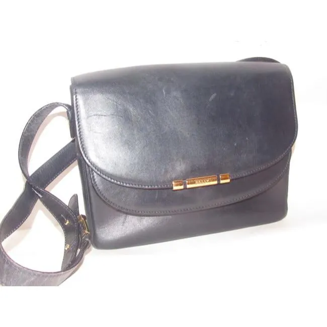 Bally Vintage Pursesdesigner Purses Navy Blue Leather Shoulder Bag