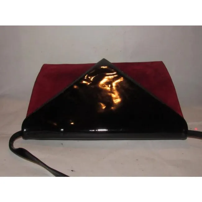Bally Vintage Pursesdesigner Purses Red Suede And Black Patent Leather Shoulder Bag