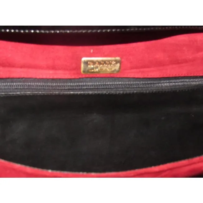 Bally Vintage Pursesdesigner Purses Red Suede And Black Patent Leather Shoulder Bag