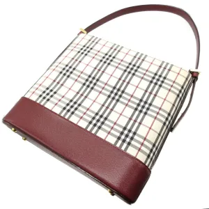 BURBERRY Shoulder Bag Canvas, Leather beige check Women Used