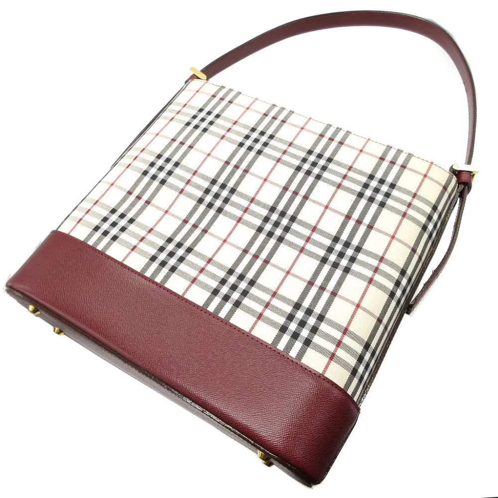 BURBERRY Shoulder Bag Canvas, Leather beige check Women Used