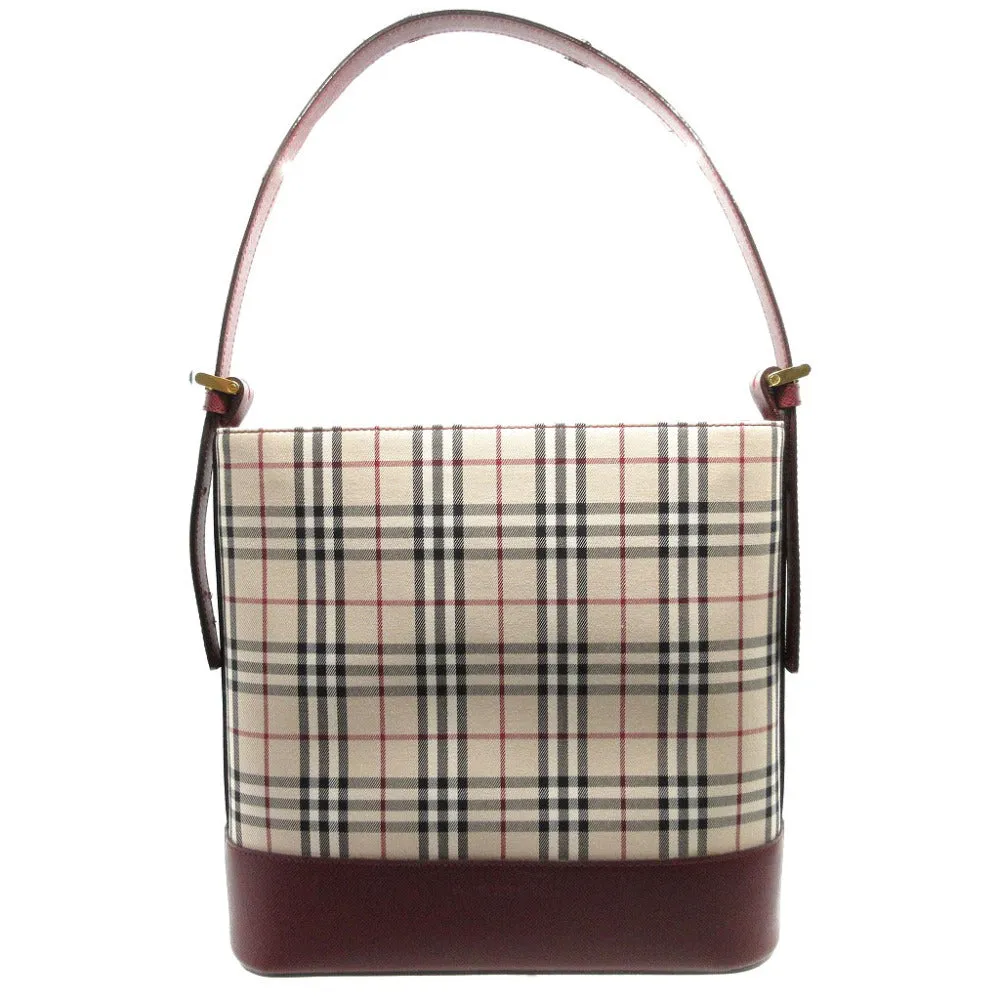 BURBERRY Shoulder Bag Canvas, Leather beige check Women Used