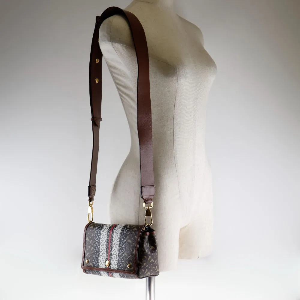 BURBERRY Shoulder Bag PVC , Calfskin Brown / black / white / red Monogram Women Used