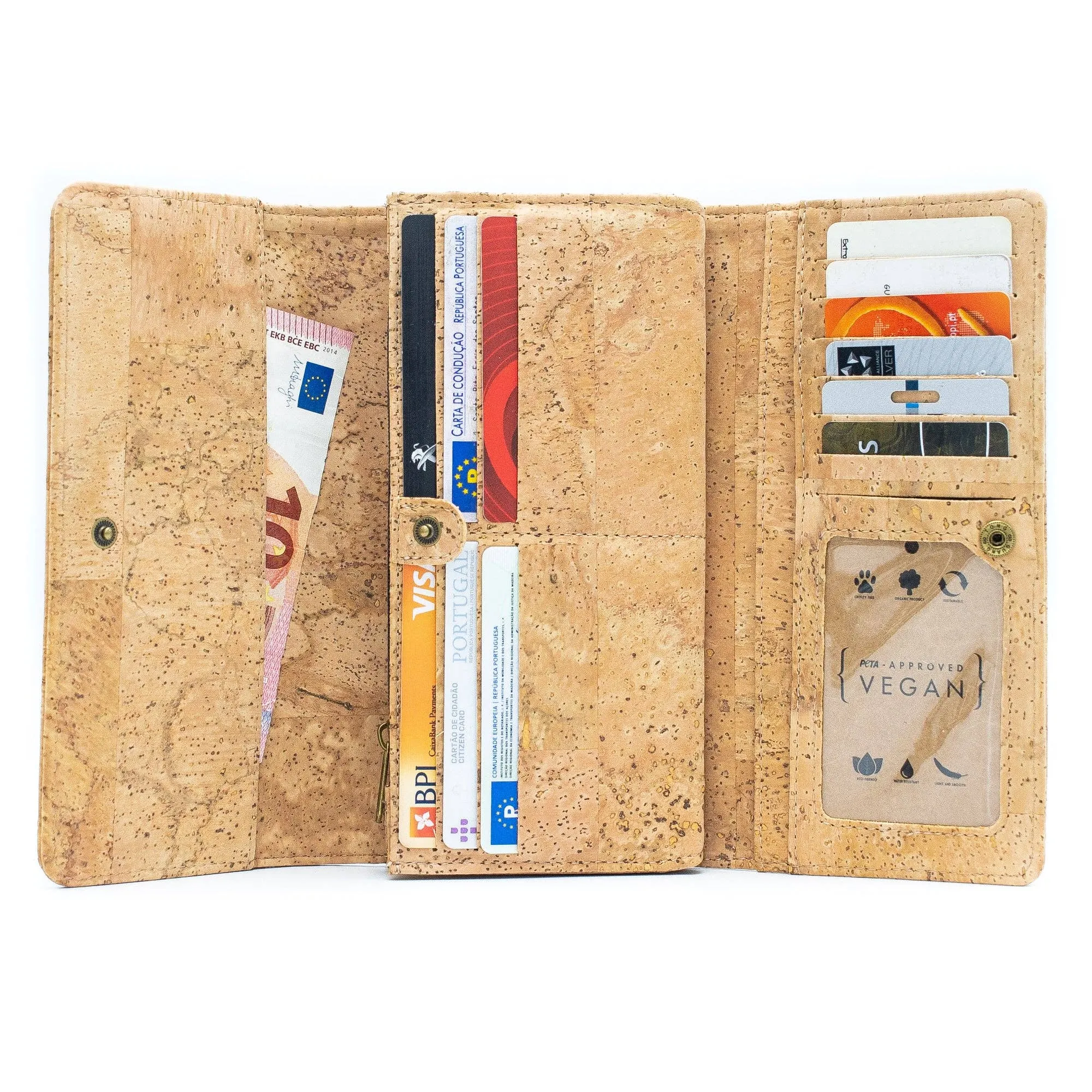 BUY 1 GET 1 FREE: All natural cork bifold smart vegan women's wallet BAG-2017