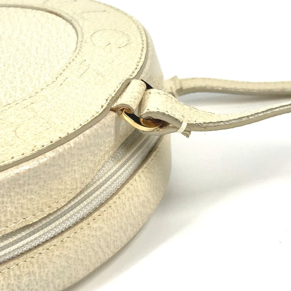 BVLGARI Shoulder Bag leather Ivorytype logo Pochette Women Used
