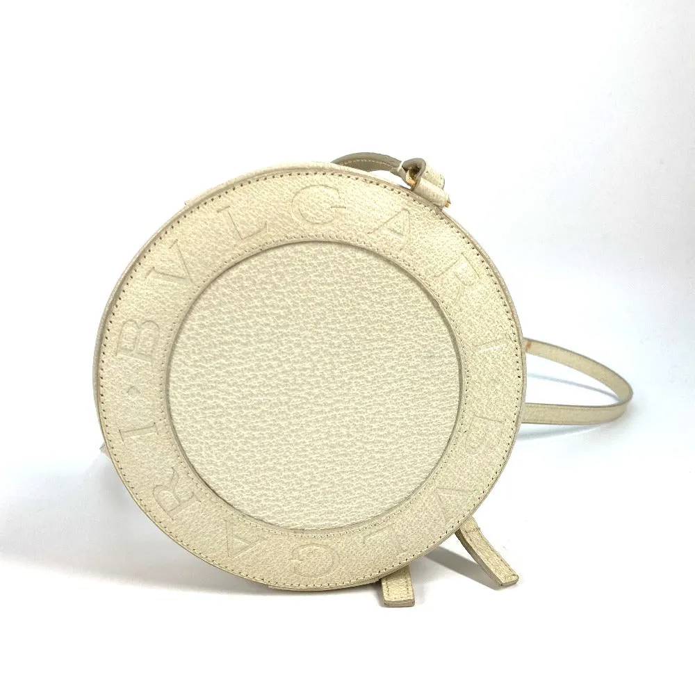 BVLGARI Shoulder Bag leather Ivorytype logo Pochette Women Used