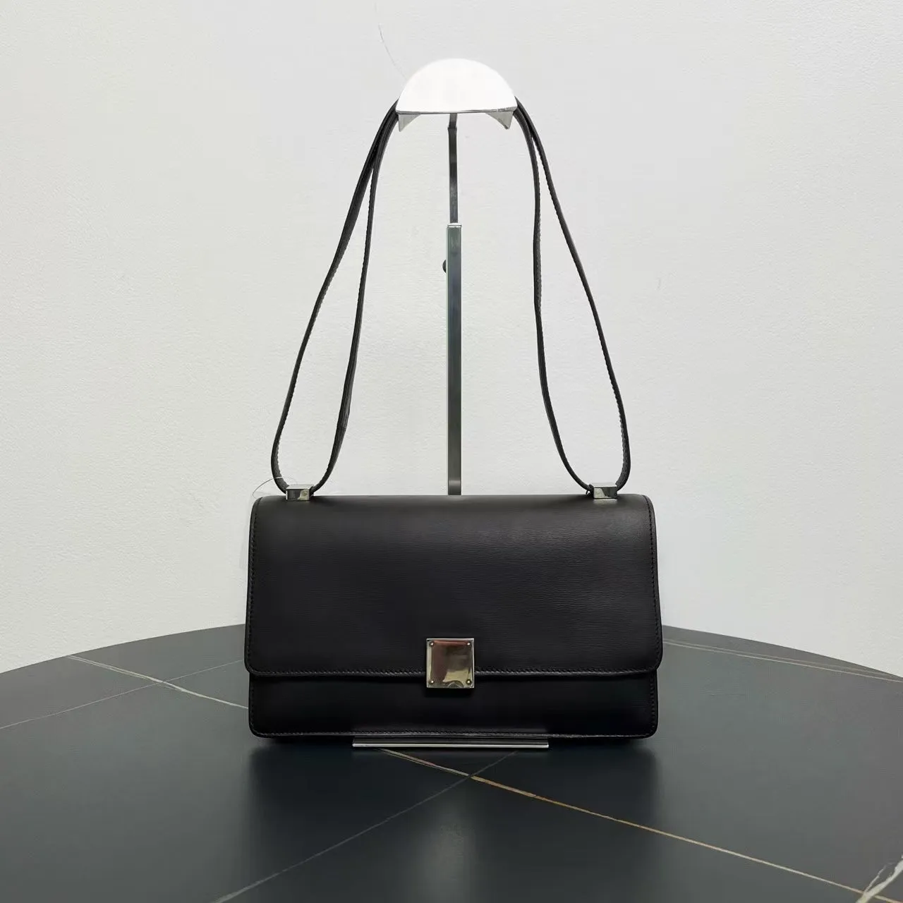 Celine Vintage Black Leather Shoulder Bag
