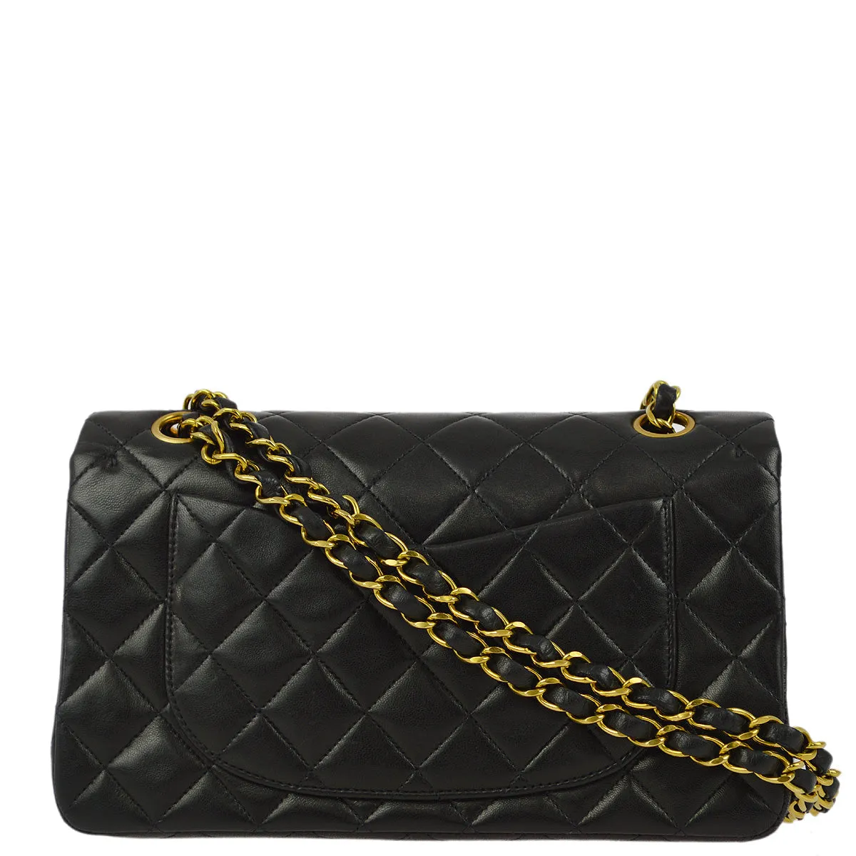 Chanel 1994-1996 Black Lambskin Small Classic Double Flap Shoulder Bag
