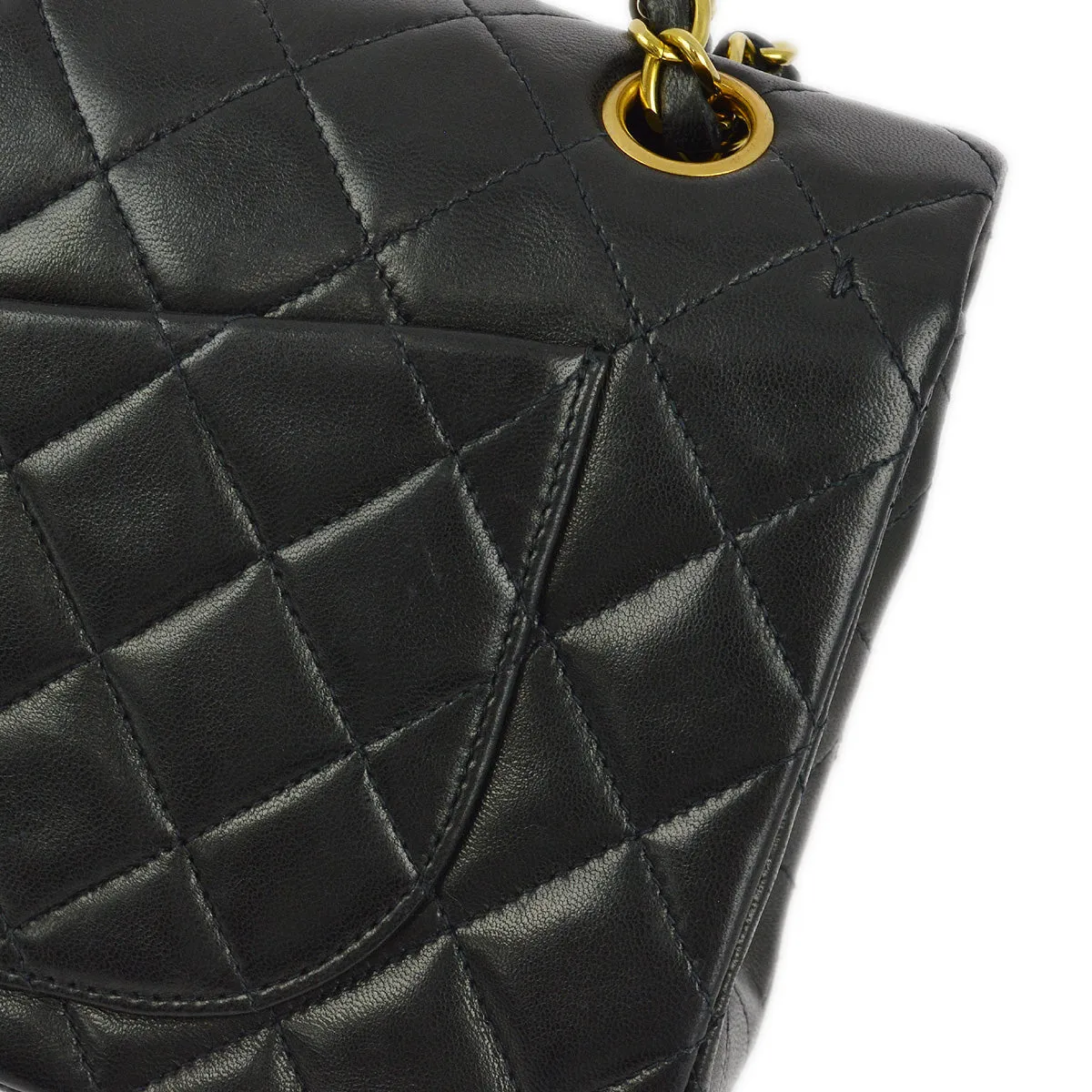 Chanel 1994-1996 Black Lambskin Small Classic Double Flap Shoulder Bag