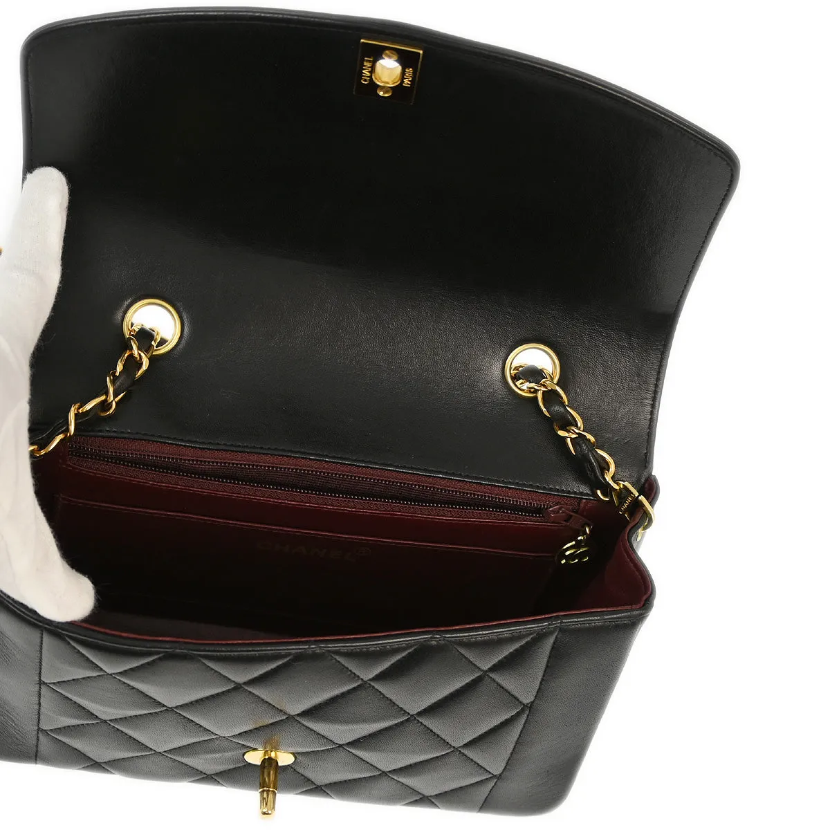 Chanel 1994-1996 Black Lambskin Small Diana Shoulder Bag