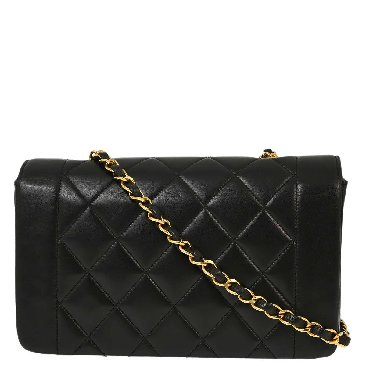 Chanel 1994-1996 Black Lambskin Small Diana Shoulder Bag