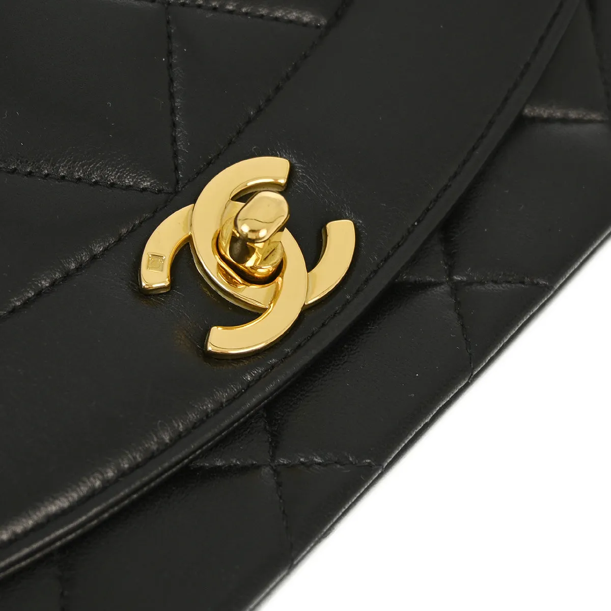 Chanel 1994-1996 Black Lambskin Small Diana Shoulder Bag