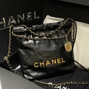 Chanel 22 Mini Bag Black Leather Shoulder Bag Brand New #13682