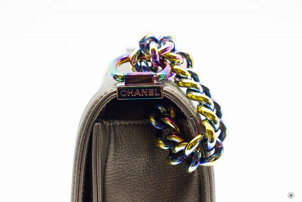 Chanel A67085 Y60313 Boy Iridescent  Bronze   2B041 Calfskin Small  Shoulder Bags