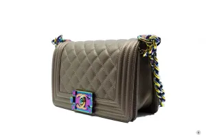 Chanel A67085 Y60313 Boy Iridescent  Bronze   2B041 Calfskin Small  Shoulder Bags