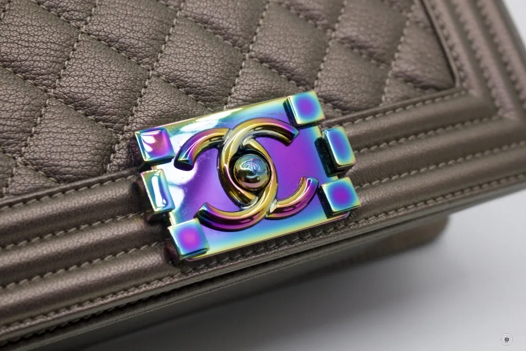 Chanel A67085 Y60313 Boy Iridescent  Bronze   2B041 Calfskin Small  Shoulder Bags