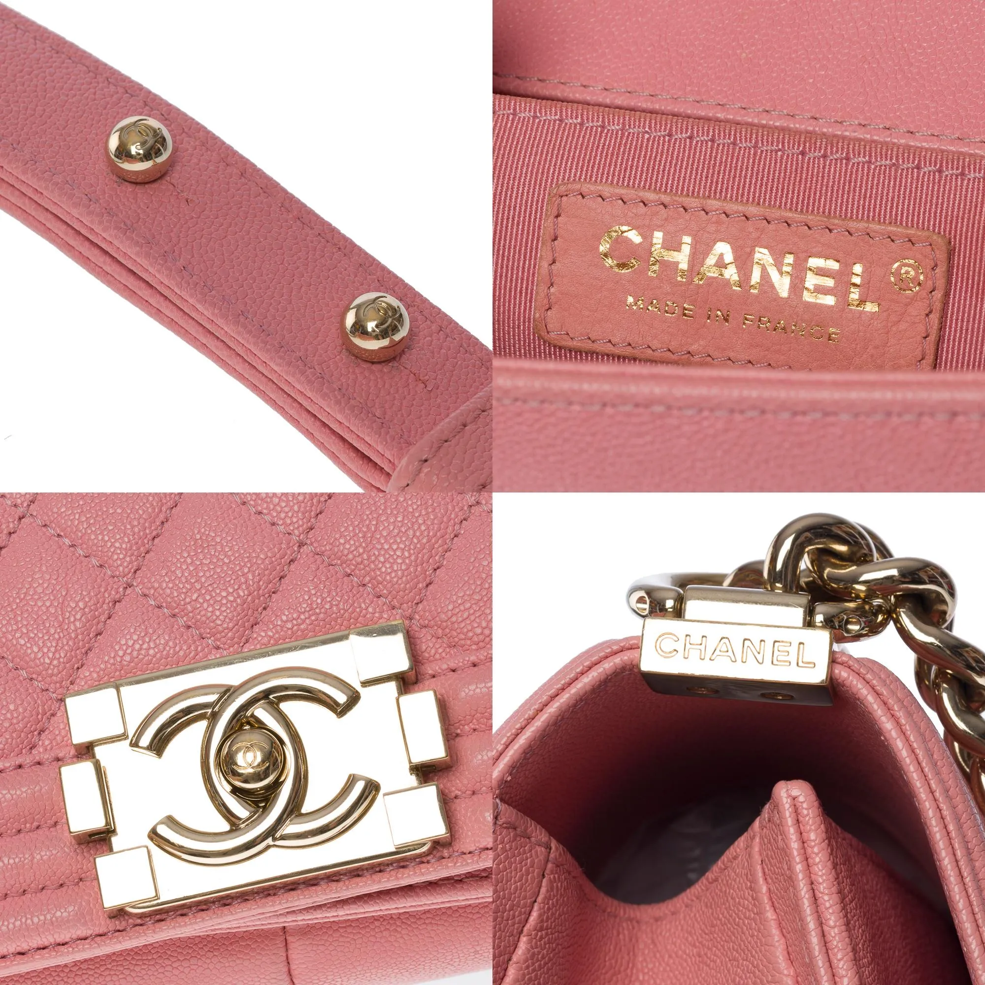 CHANEL Amazing Boy Old medium shoulder bag in Pink caviar quilted leather, SHW