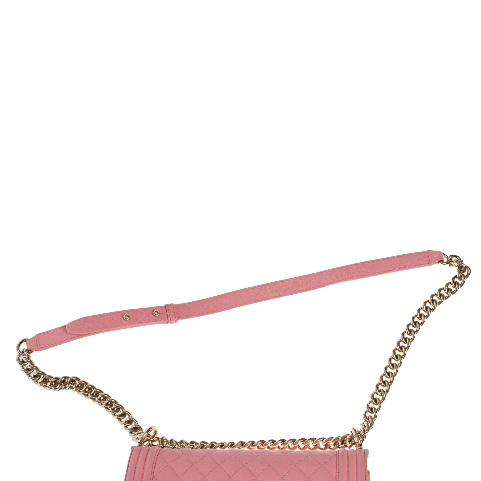 CHANEL Amazing Boy Old medium shoulder bag in Pink caviar quilted leather, SHW