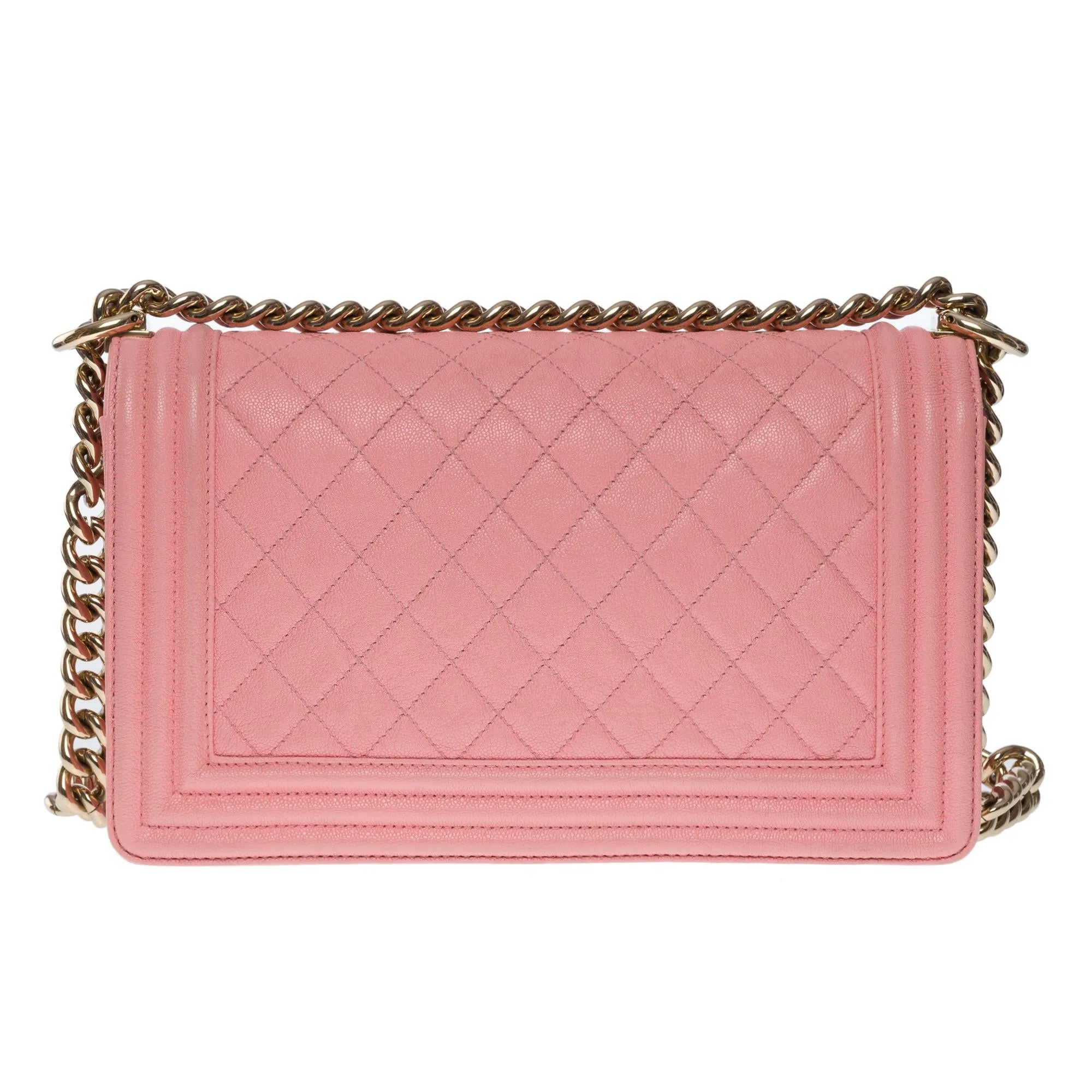 CHANEL Amazing Boy Old medium shoulder bag in Pink caviar quilted leather, SHW