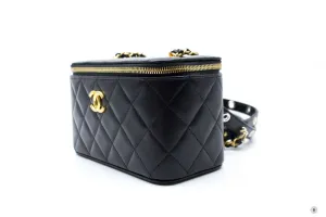 Chanel AP2550B07242 Vanity With Gold And Silver Chain Black   94305 Lambskin Shoulder Bags Shw