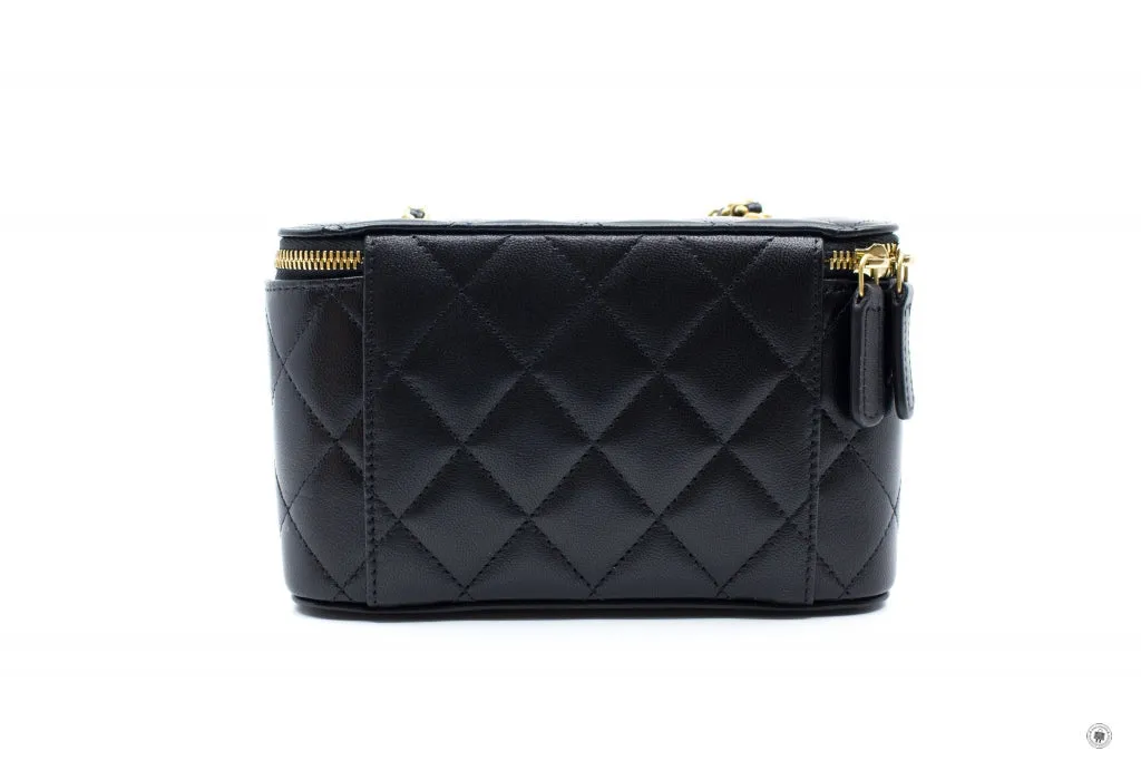 Chanel AP2550B07242 Vanity With Gold And Silver Chain Black   94305 Lambskin Shoulder Bags Shw