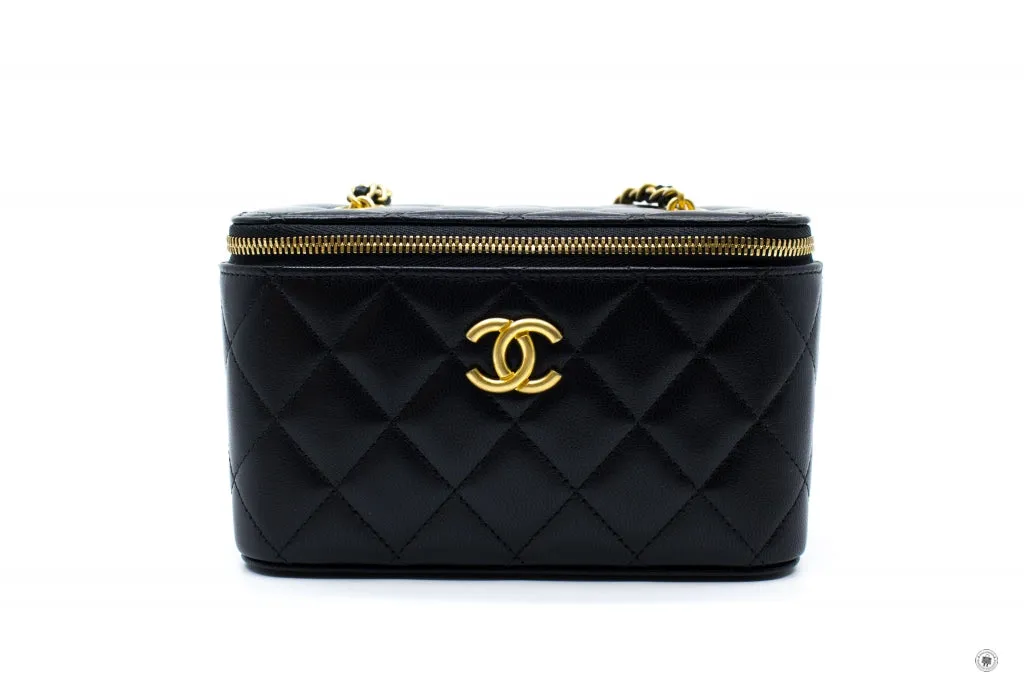 Chanel AP2550B07242 Vanity With Gold And Silver Chain Black   94305 Lambskin Shoulder Bags Shw