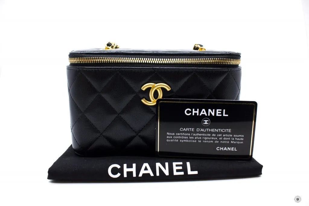 Chanel AP2550B07242 Vanity With Gold And Silver Chain Black   94305 Lambskin Shoulder Bags Shw