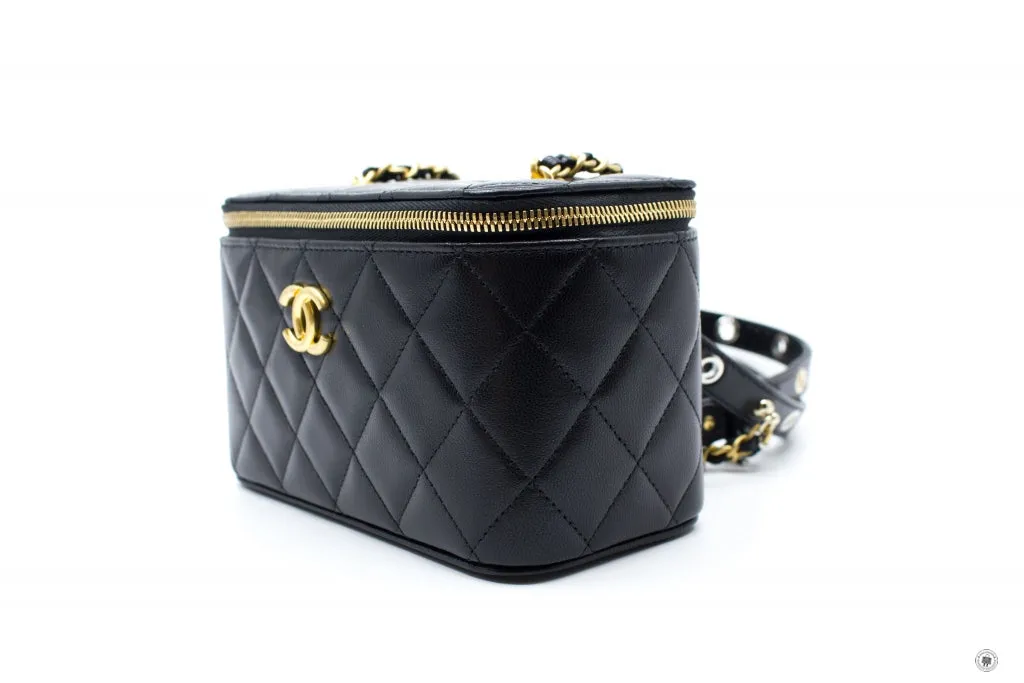 Chanel AP2550B07242 Vanity With Gold And Silver Chain Black   94305 Lambskin Shoulder Bags Shw