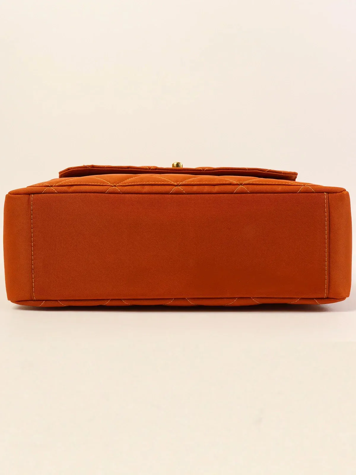 CHANEL Around 1997 Made Nylon Turn-Lock One Shoulder Bag Orange