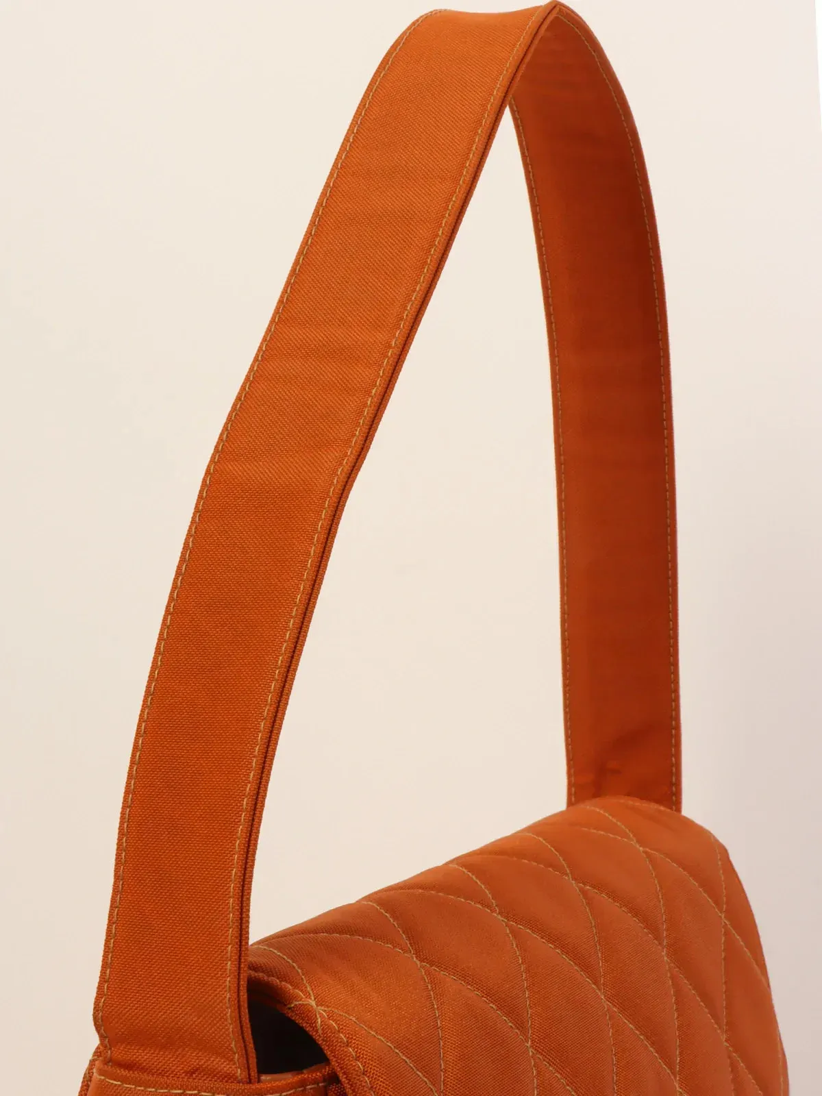 CHANEL Around 1997 Made Nylon Turn-Lock One Shoulder Bag Orange