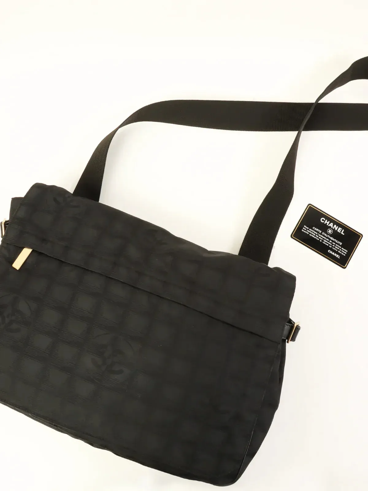 CHANEL Around 2005 Made New Travel Nylon Shoulder Bag Black