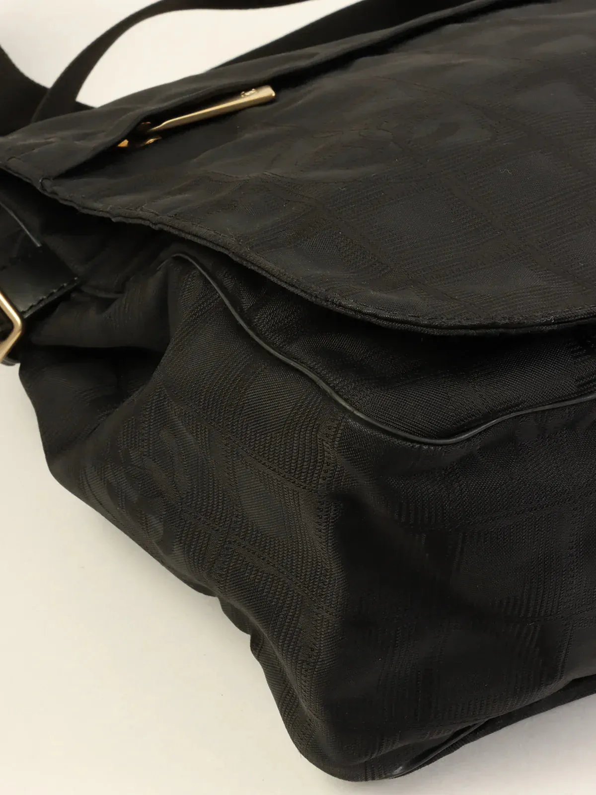CHANEL Around 2005 Made New Travel Nylon Shoulder Bag Black