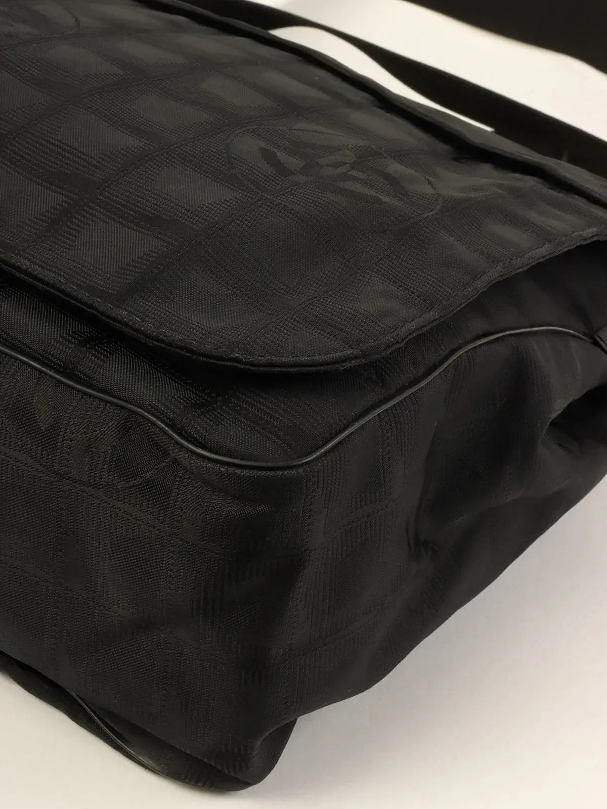 CHANEL Around 2005 Made New Travel Nylon Shoulder Bag Black