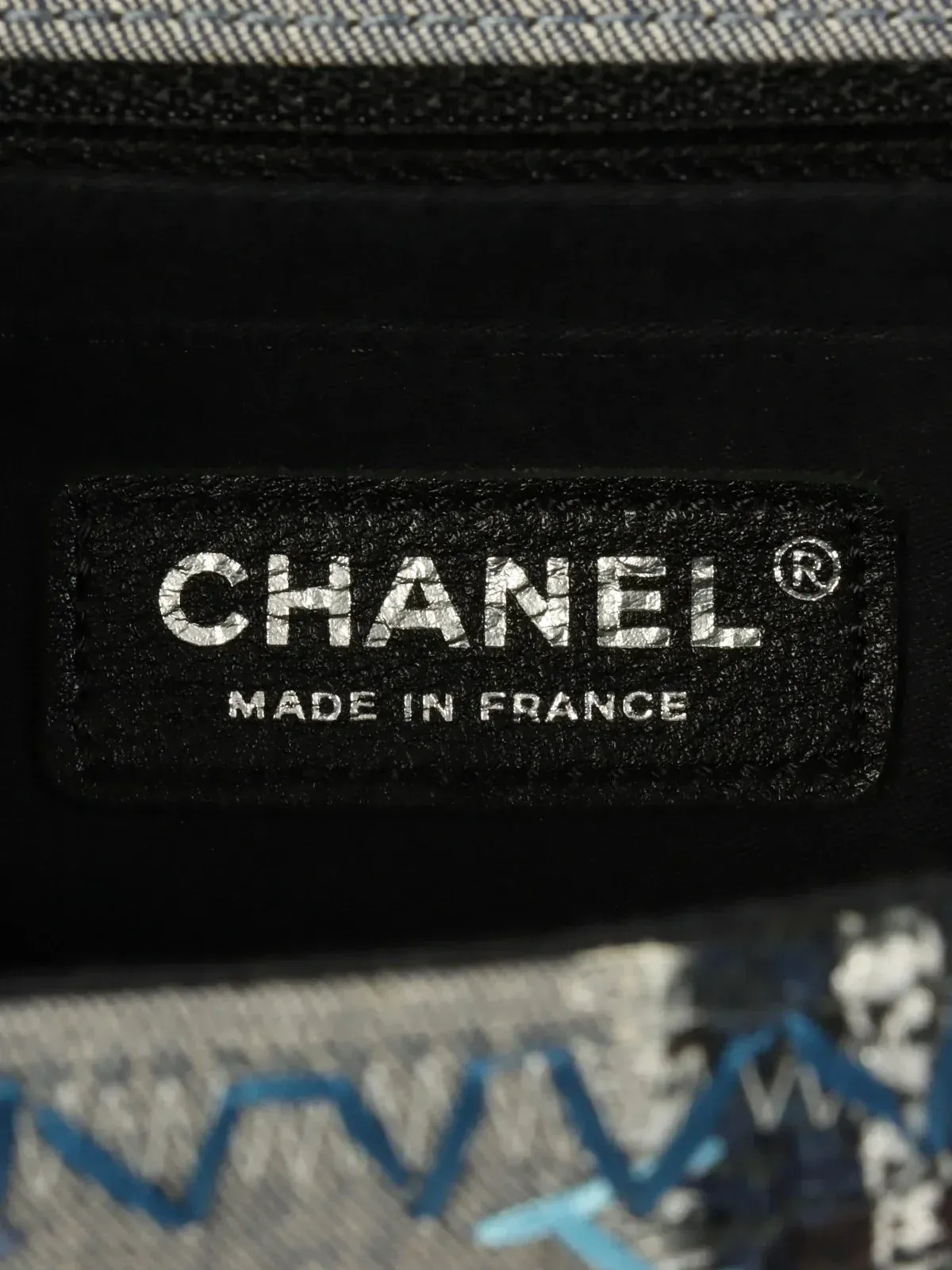 CHANEL Around 2014 Made Patchwork Classic Flap Chain Shoulder Bag Blue/Multi