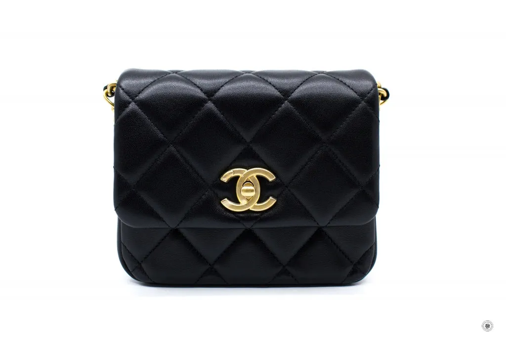 Chanel AS2733 B06356 CC Logo Flap Bag Black   94305 Calfskin Shoulder Bags Gbhw
