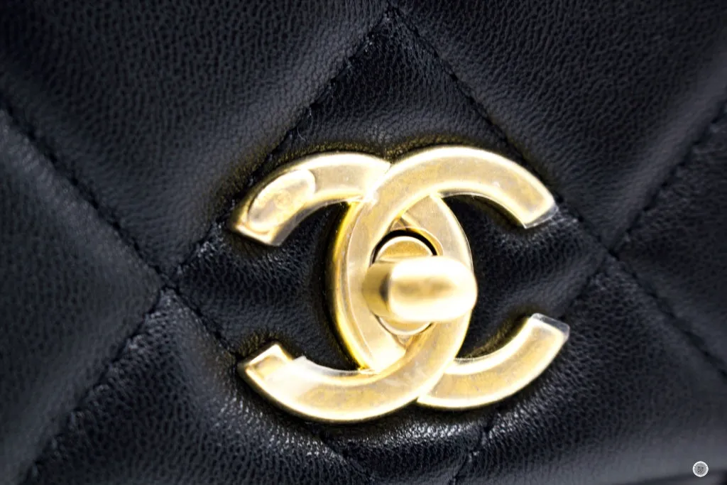 Chanel AS2733 B06356 CC Logo Flap Bag Black   94305 Calfskin Shoulder Bags Gbhw