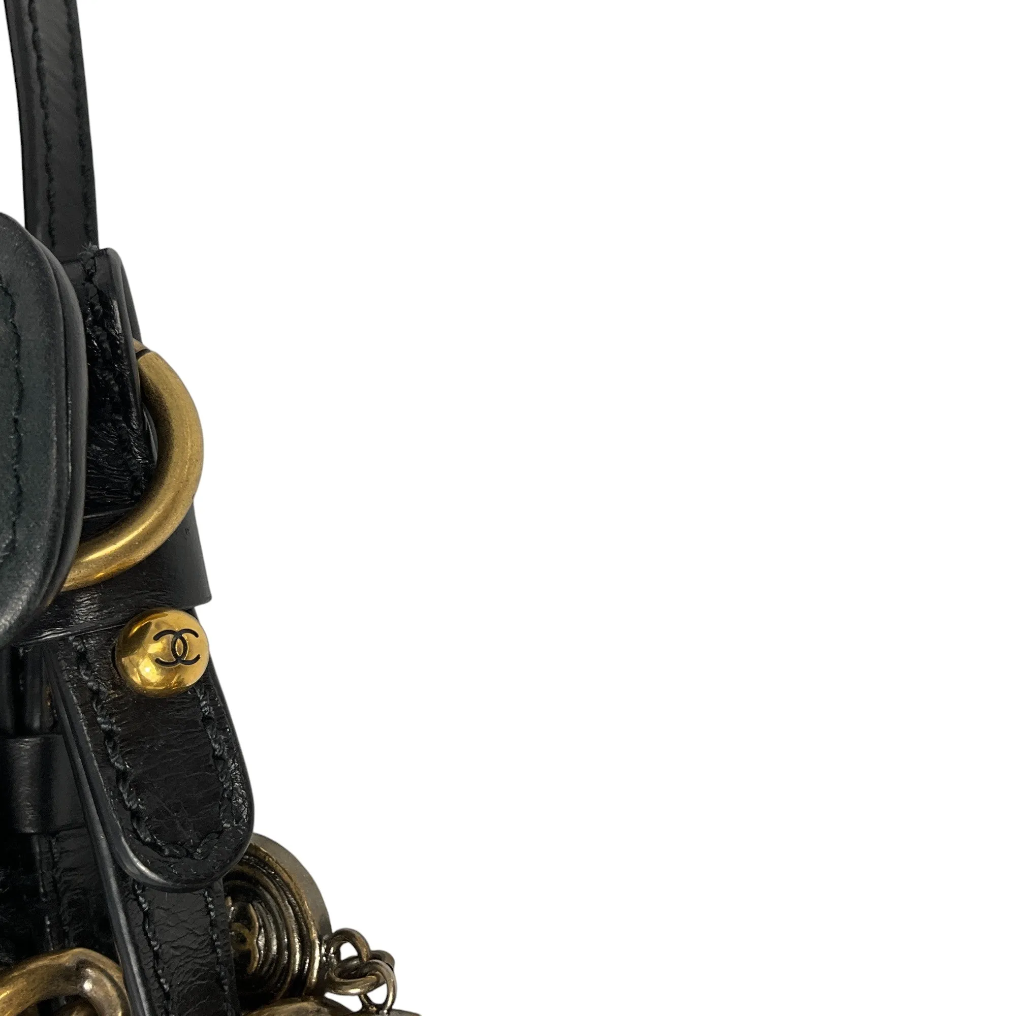 Chanel Black 2015 Dubai Resort Runway Limited Edition Fringe Crochet Pom Pom Bag