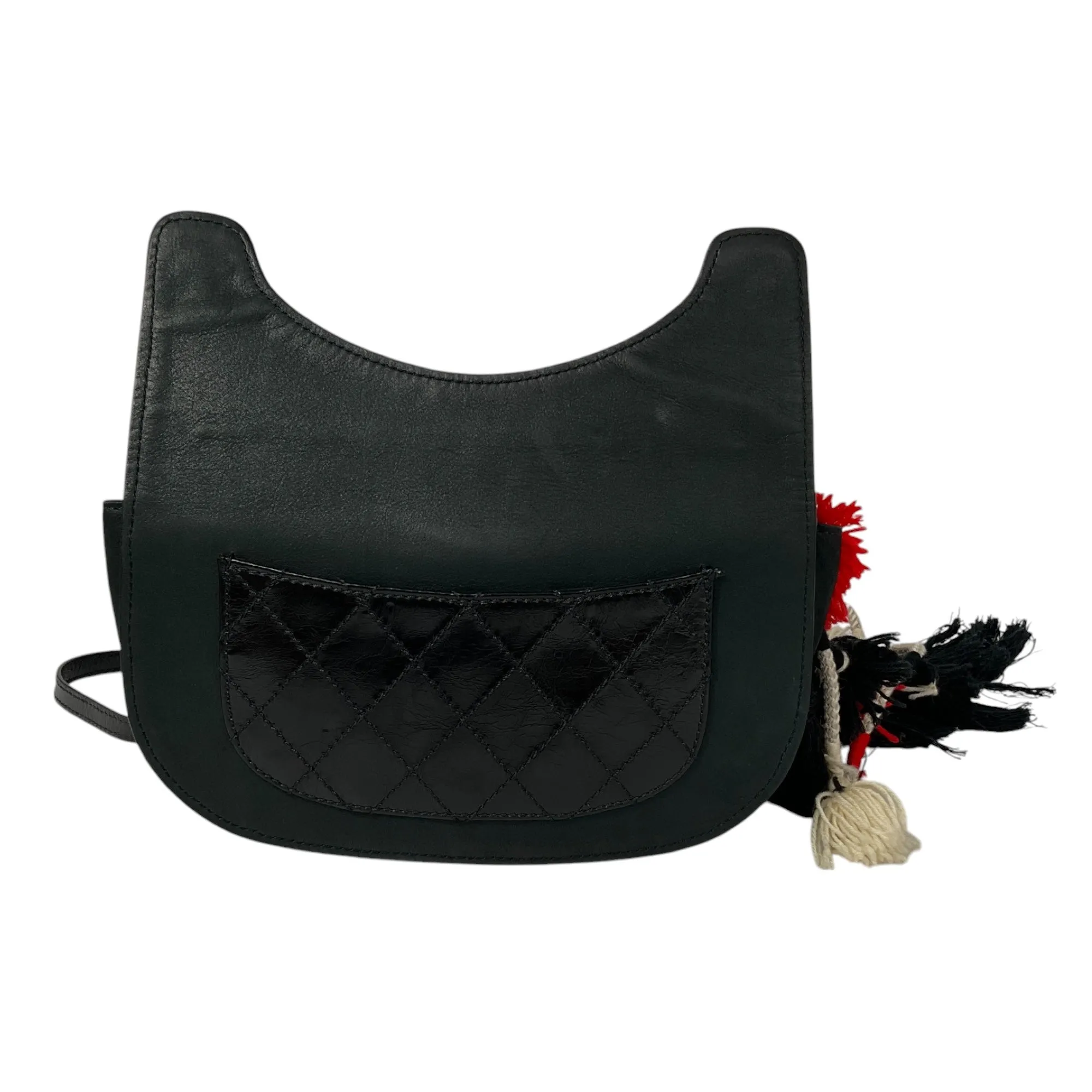 Chanel Black 2015 Dubai Resort Runway Limited Edition Fringe Crochet Pom Pom Bag