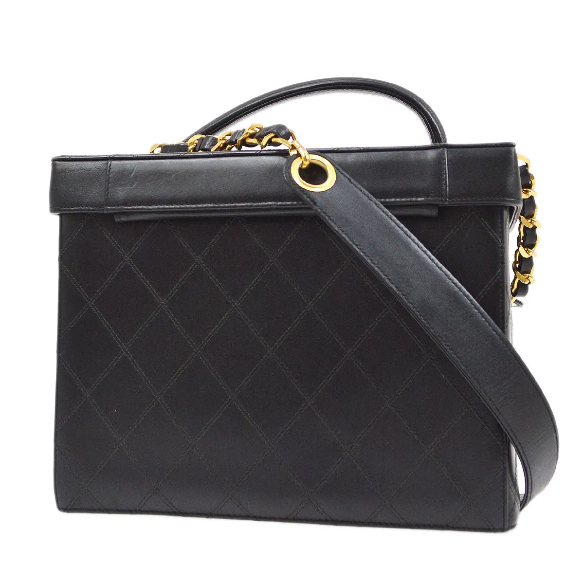Chanel Black Calfskin 2way Shoulder Handbag