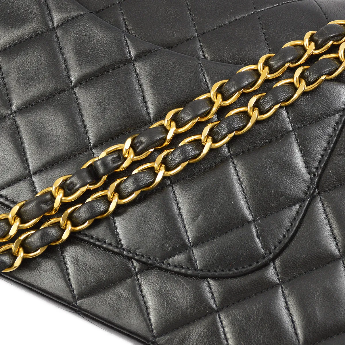 Chanel Black Lambskin Medium Classic Double Flap Shoulder Bag