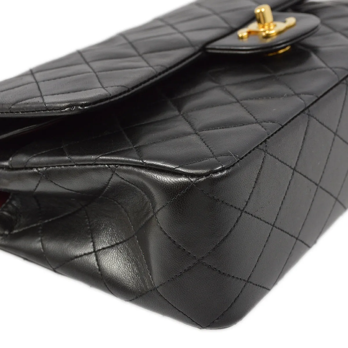Chanel Black Lambskin Medium Classic Double Flap Shoulder Bag