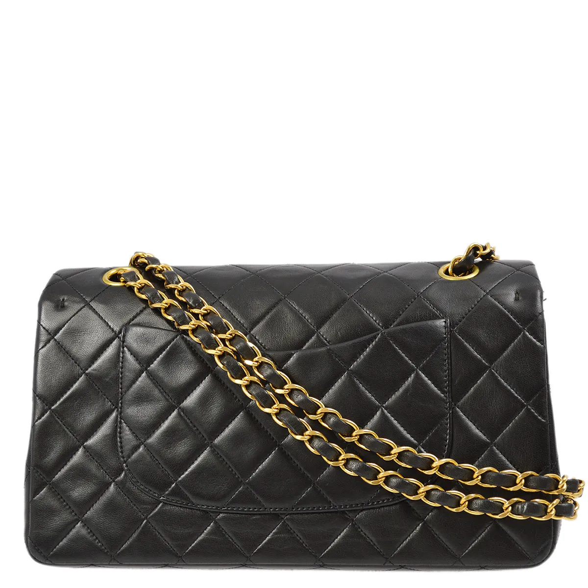 Chanel Black Lambskin Medium Classic Double Flap Shoulder Bag