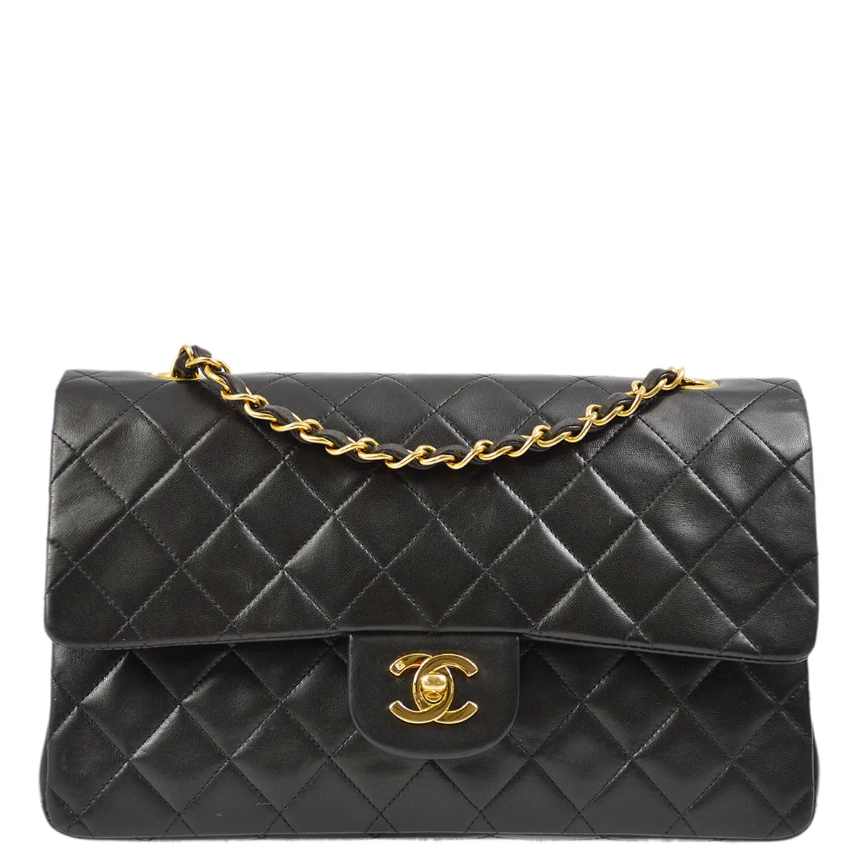 Chanel Black Lambskin Medium Classic Double Flap Shoulder Bag