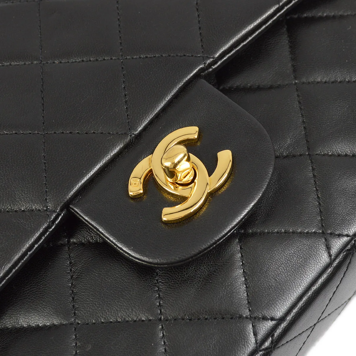 Chanel Black Lambskin Medium Classic Double Flap Shoulder Bag